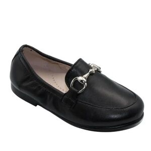 Black leather loafers